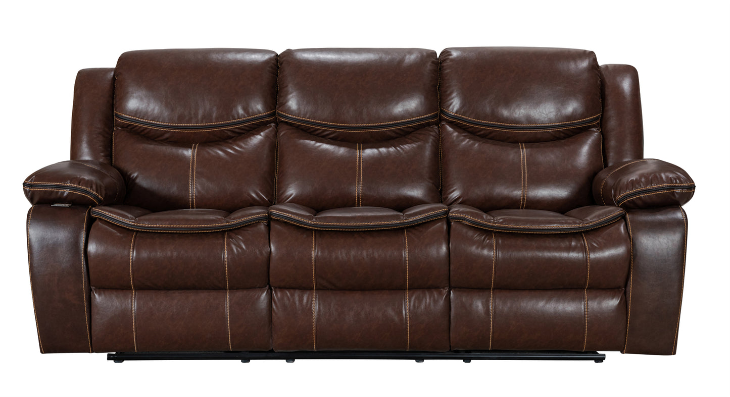 Crownworld Three Seater Recliner Brown Air Leather - Premium from Crownworld Furniture - Just $2600! Shop now at Crownworld Furniture
