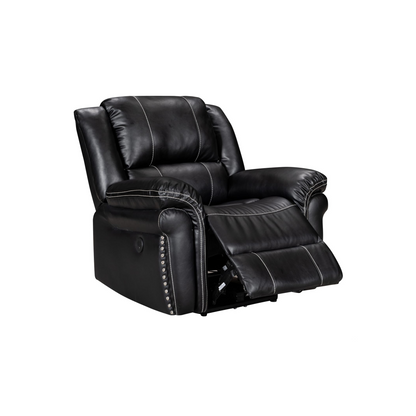 Crown World Air Leather Single Seater Recliner in Black Color