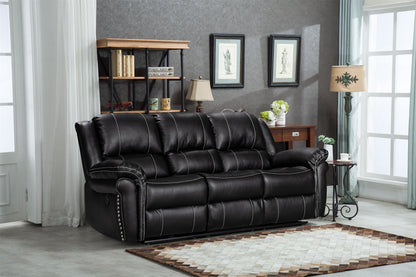 Crown World Air Leather Three Seater Recliner in Black Color