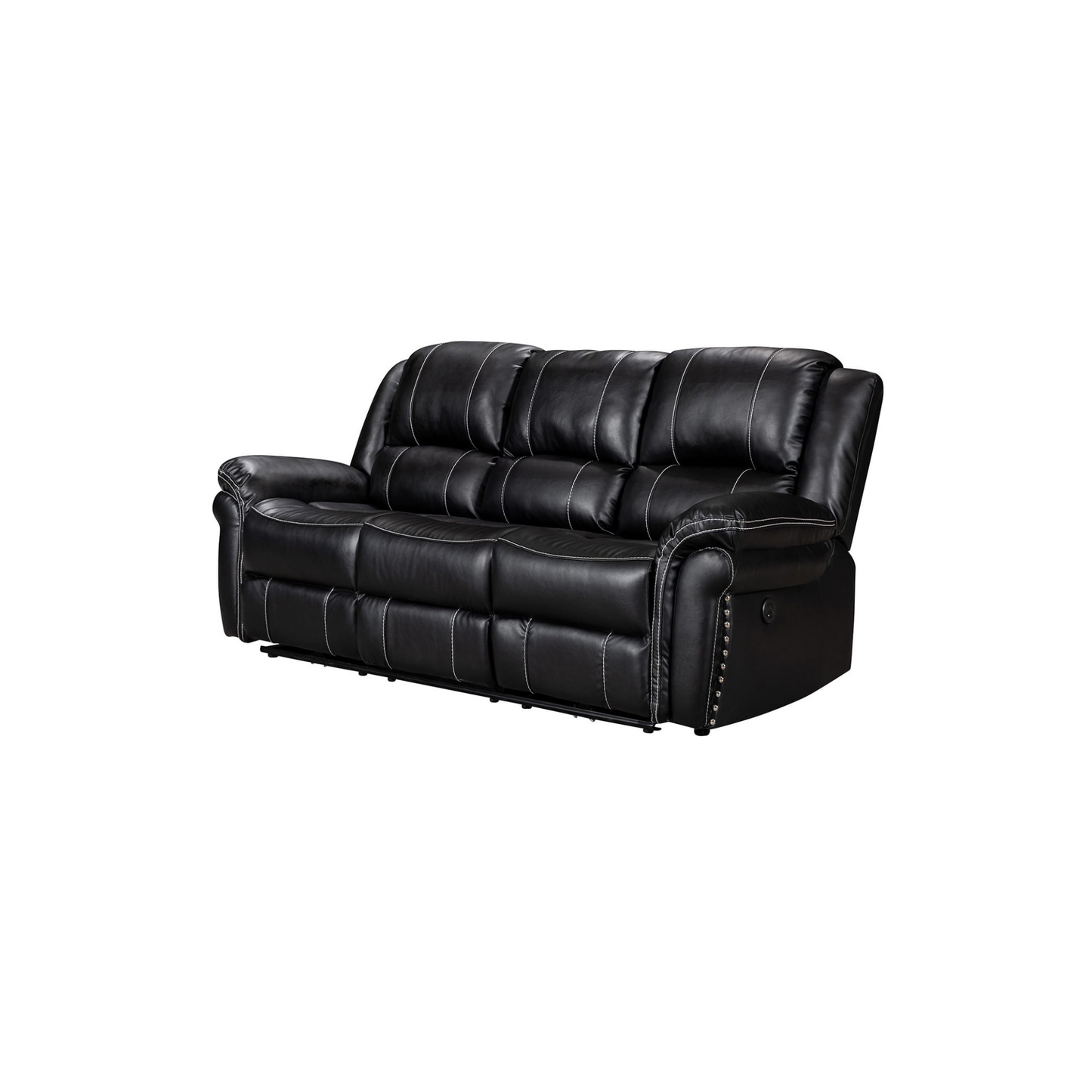 Crown World Air Leather Three Seater Recliner in Black Color