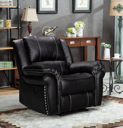 Crown World Air Leather Single Seater Recliner in Black Color