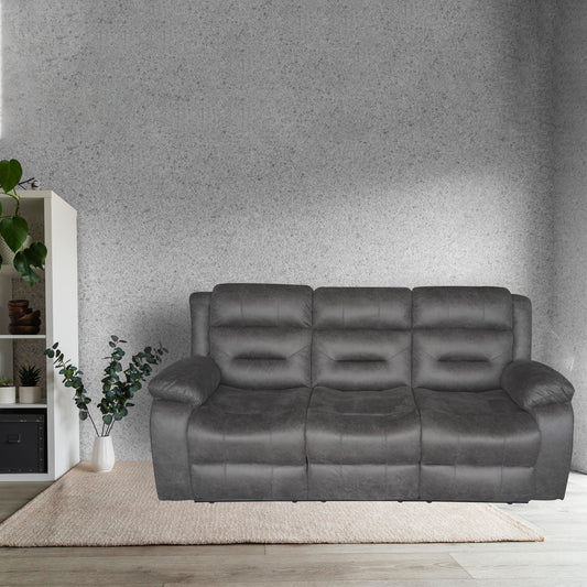 Crown World Three Seater Recliner in Grey Color