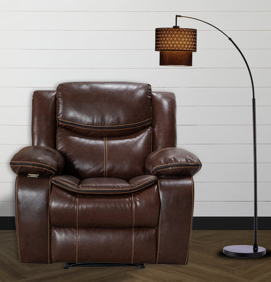 Crown World Air Leather Single Seater Recliner in Brown Color