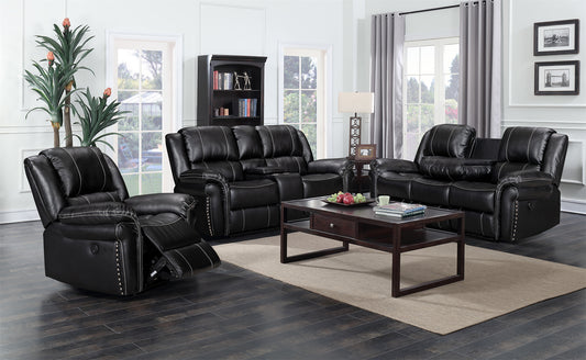 Crownworld Recliner Black Air leather 3+2+1 - Premium  from Crownworld Furniture - Just $4300! Shop now at Crownworld Furniture