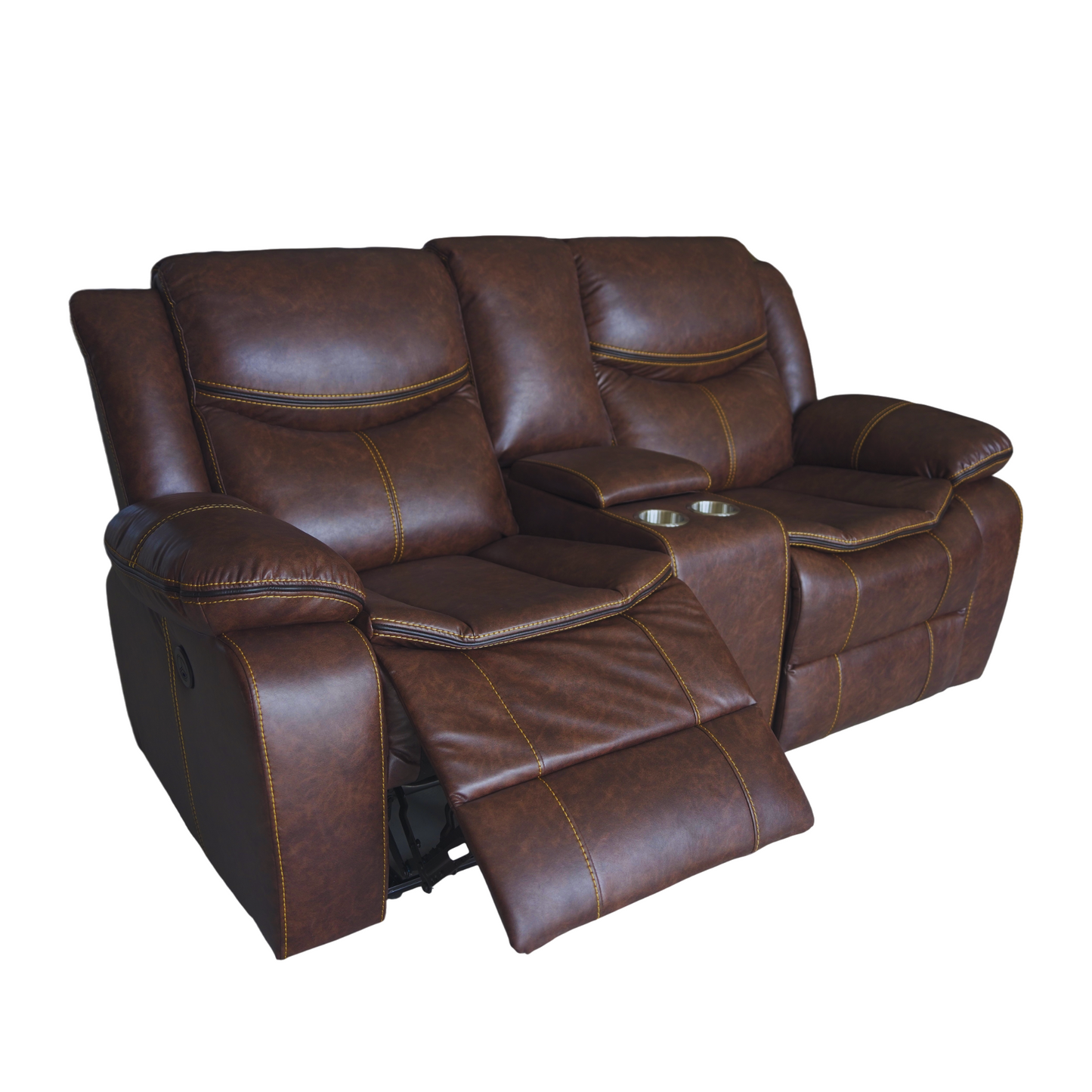 Crown World Air Leather Double Recliner in Brown Color