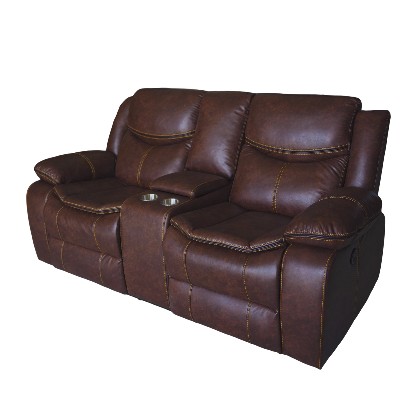 Crown World Air Leather Double Recliner in Brown Color