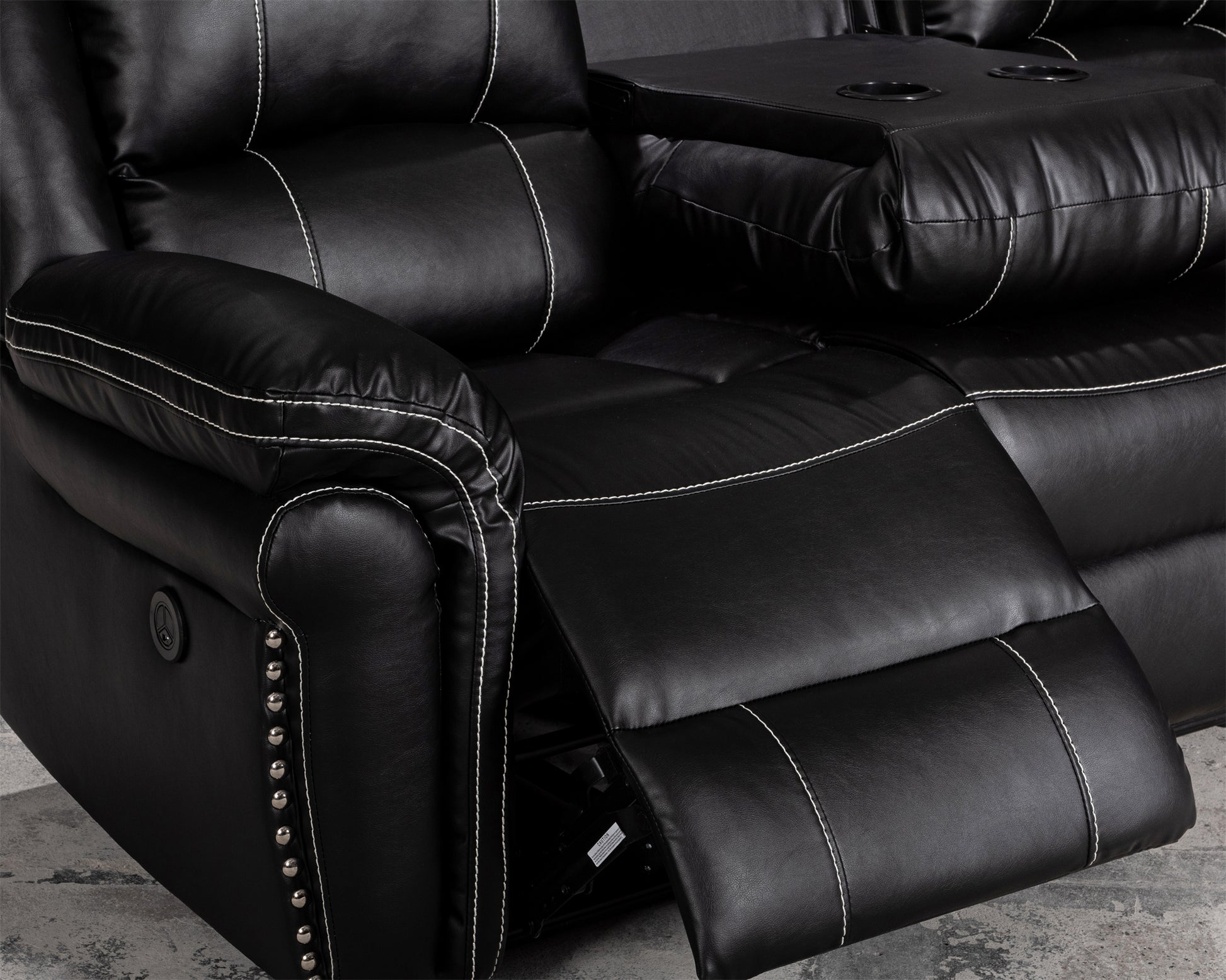 Crownworld Three Seater Recliner Black Air Leather - Premium  from Crownworld Furniture - Just $2200! Shop now at Crownworld Furniture