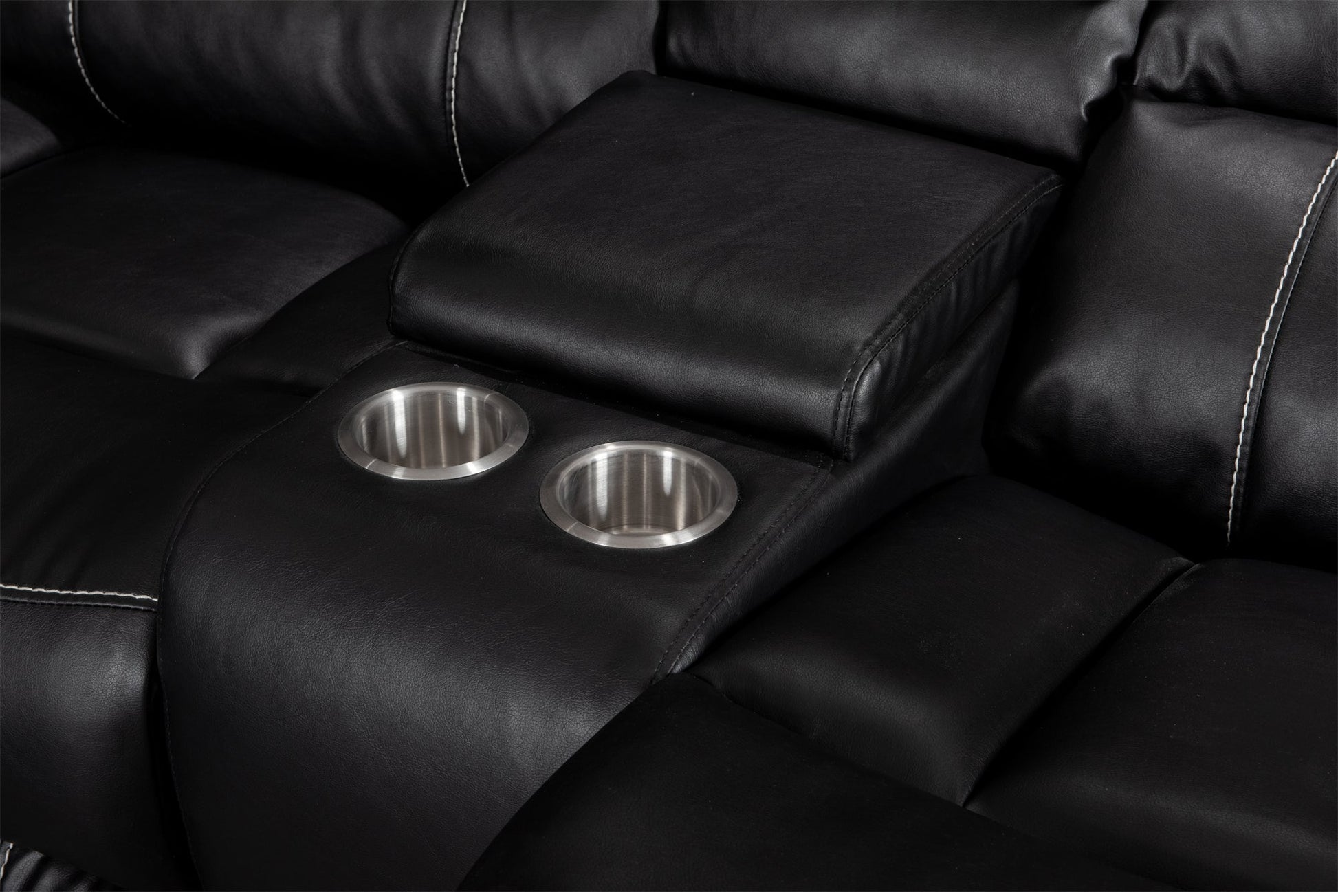 Crownworld Double Recliner Black Air leather - Premium  from Crownworld Furniture - Just $1600! Shop now at Crownworld Furniture