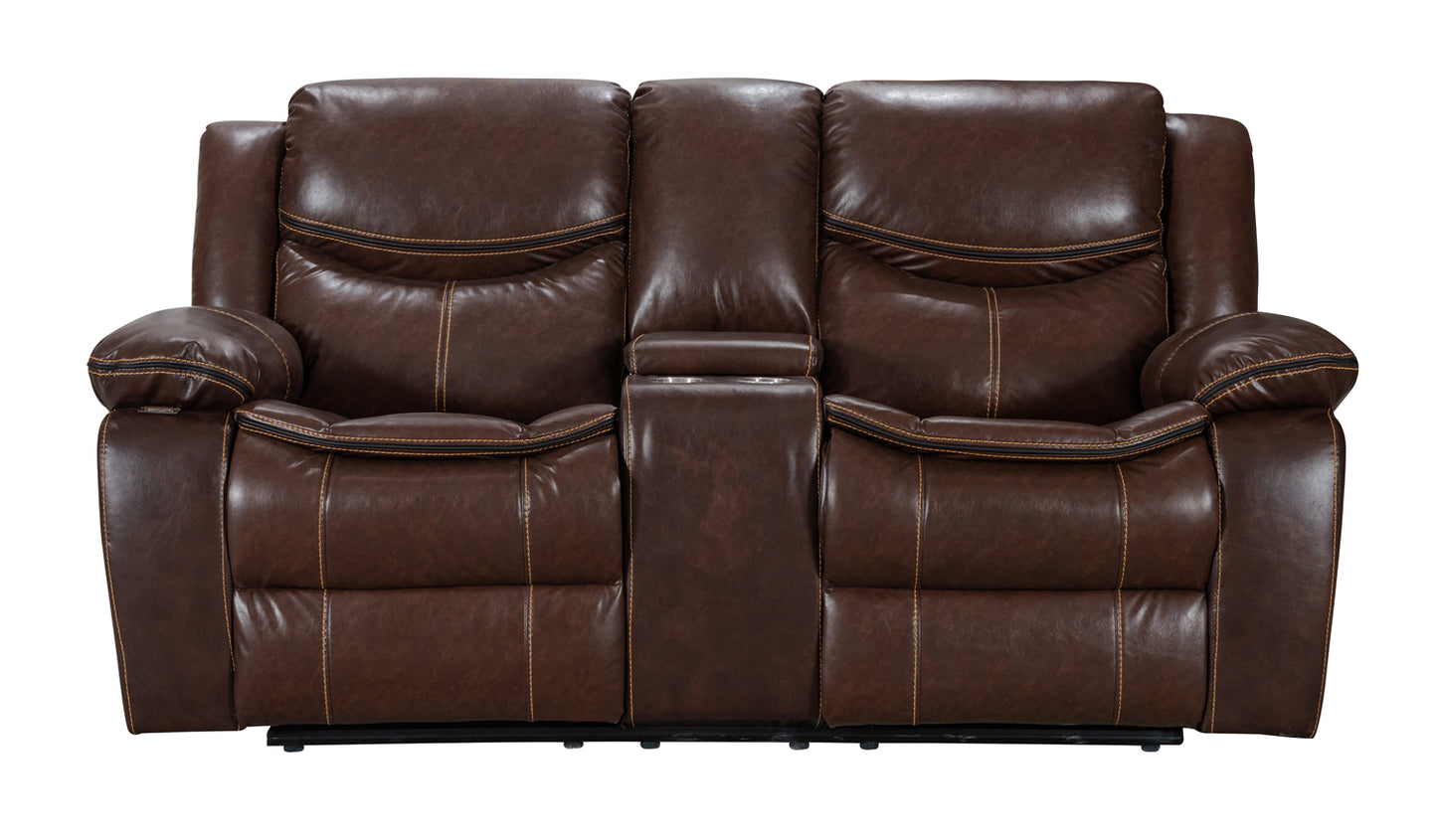 Crownworld Double Recliner Brown Air leather - Premium  from Crownworld Furniture - Just $1700! Shop now at Crownworld Furniture