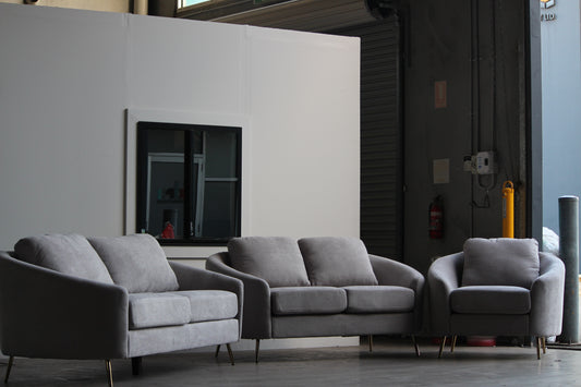 Crown World Sofa + Loveseat + Chair (3+2+1) in Grey Color