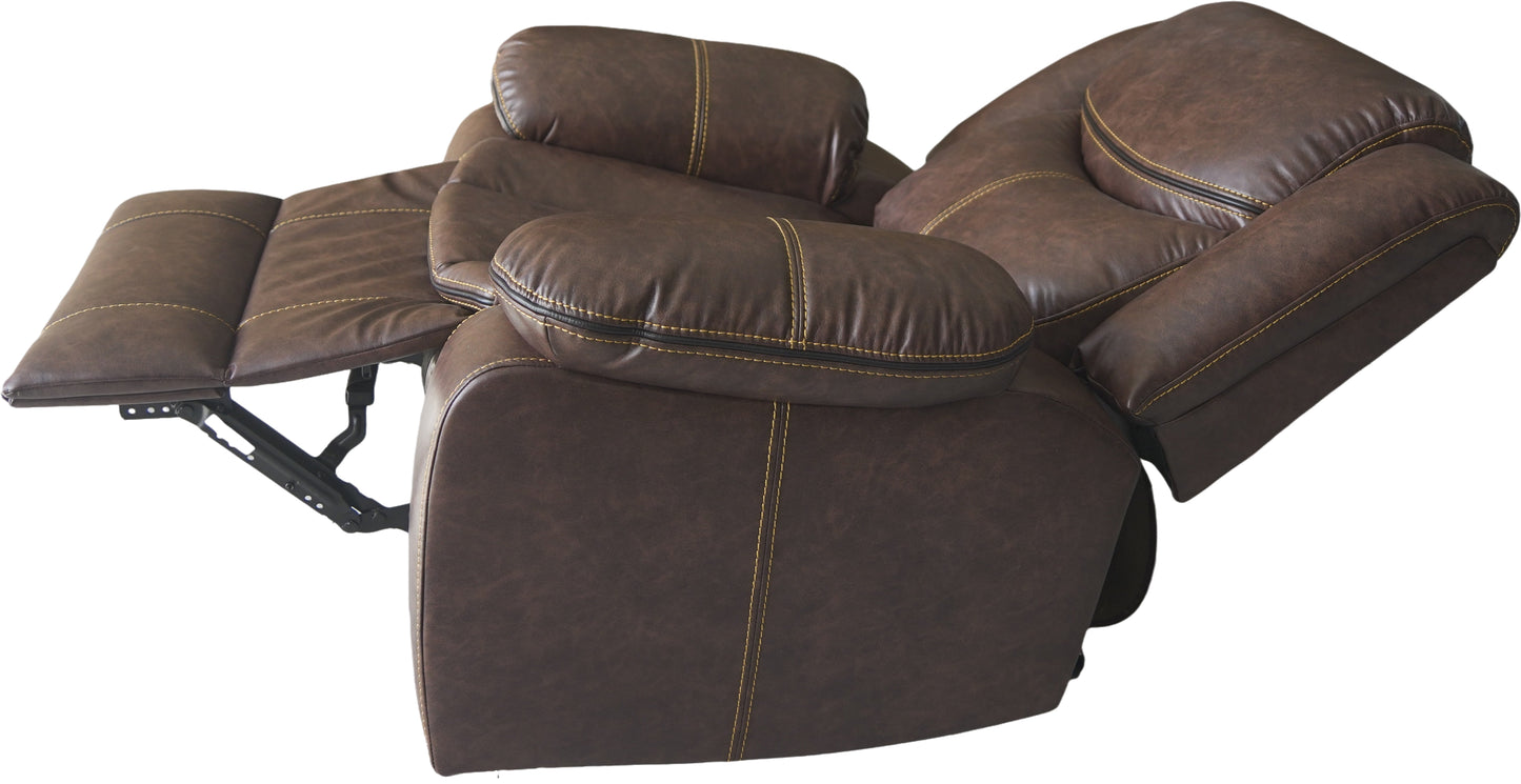 Crown World Air Leather Single Seater Recliner in Brown Color